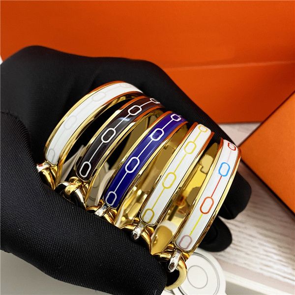 

designer h pig nose bangles new enamel bracelets anchor chain buckle couples daily accessories party wedding valentine's day gift 17cm, Black