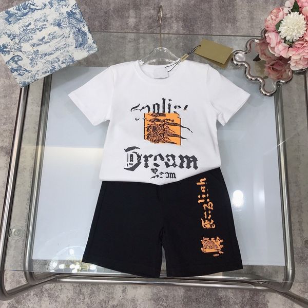

kid set baby clothes t shirt kids designer sets luxury summer girl boy clothe shorts sleeve tee with letters character knight 90-160 4 colou, White