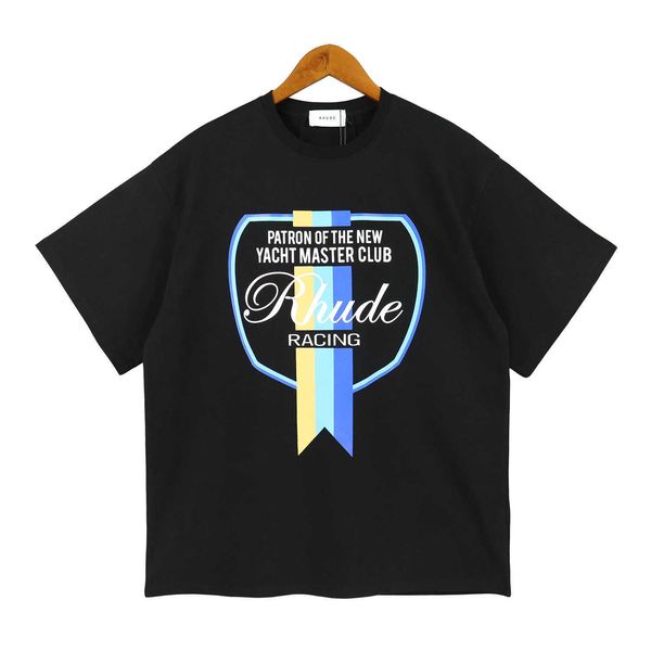 

2023 new men's t shirt north american high street brand rhude simple letter print couple loose casual versatile cotton short sleeve 232, White;black