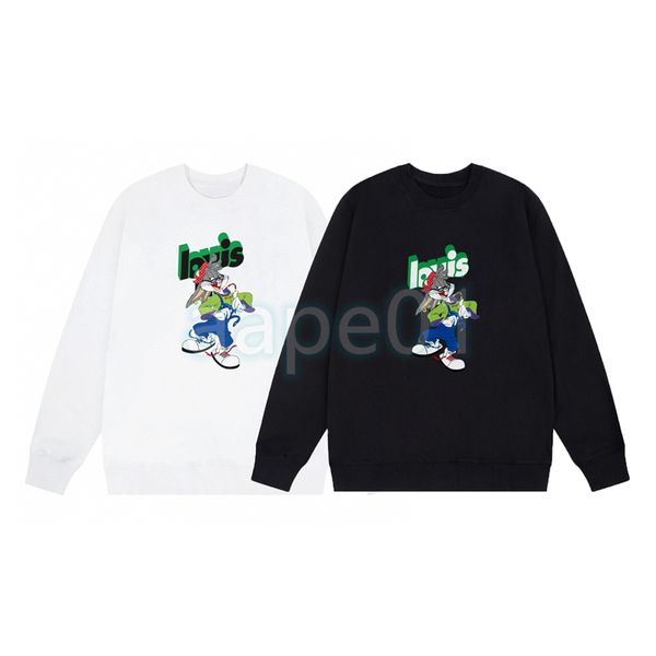 

design mens long sleeved sweatshirt simple rabbit print sweater fashion brand round neck pullover womens black white