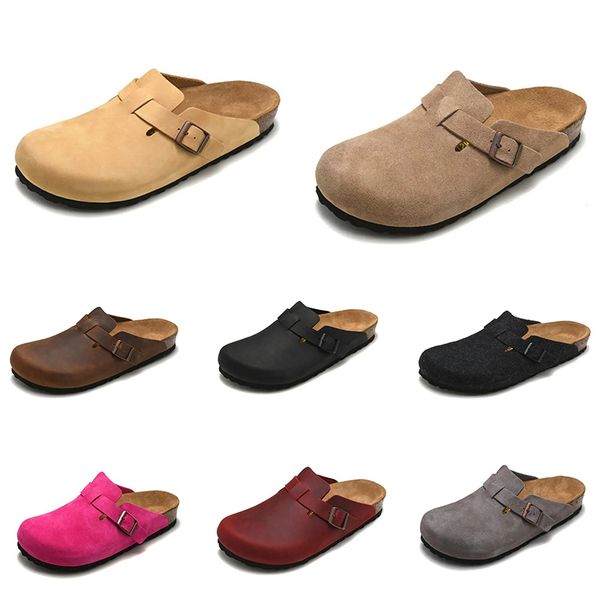 

mens slippers designer boston summer cork flat sandals fashion leather favourite beach sandals casual shoes clogs for women men arizona maya, Black