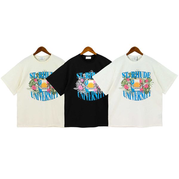 

2023 new men's t shirt north american high street brand rhude simple letter print couple loose casual versatile cotton short sleeve 121, White;black