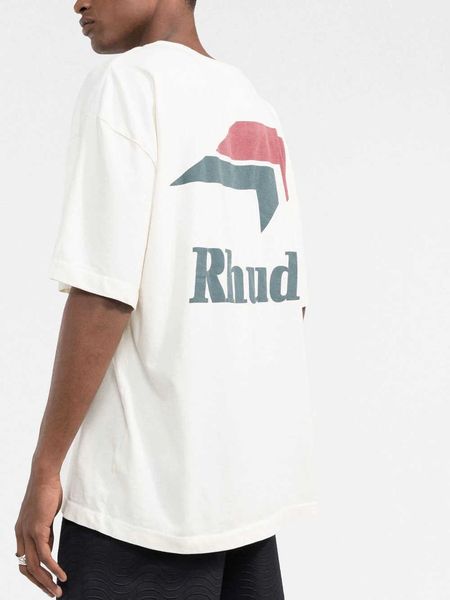 

2023 new men's t shirt north american high street brand rhude version summer fashion simple print women loose short-sleeved, White;black