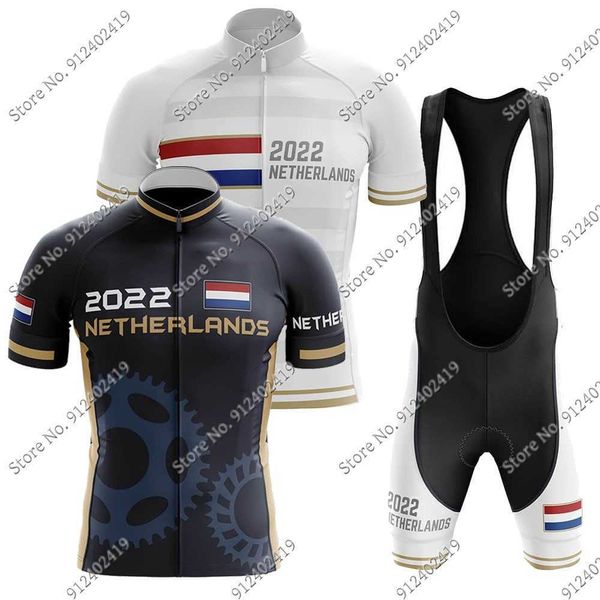 

new netherlands national team 2022 cycling jersey set bicycle clothing road bike shirts suit bicycle bib shorts mtb ropa maillot, Black;red