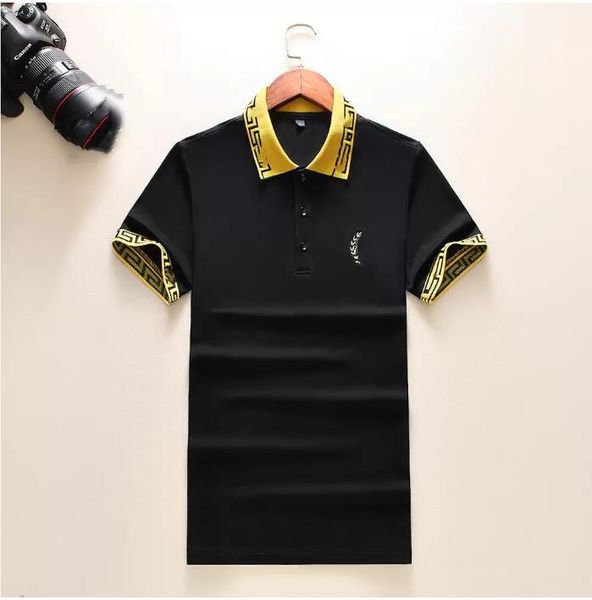 

men's t-shirts shirt tees & polos cartoon 100% cotton short sleeve camisas stand collar male shirts m-3xl#18, White;black