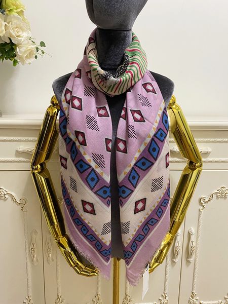 

women's square scarf pashmina 100% cashmere material thin and soft pint letter cat pattern size 130cm - 130cm, Blue;gray