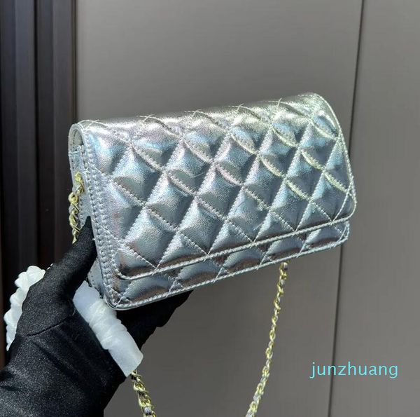 

quilted flap classic mini woc bags wallet with chain gold/silver metal hardware matelasse crossbody shoulder card holder designer handbags 1