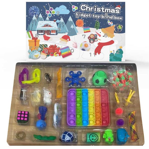 

50%off fidget advent calendars christmas 24 days countdown blind mystery box sensory finger toys lucky boxes kids push popper264f, Blue