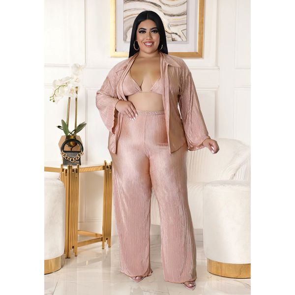 

women's plus size tracksuits two three piece sets women long sleeve shirt and pants autumn sweatshirt outfit female fashion ruffle clot, Black