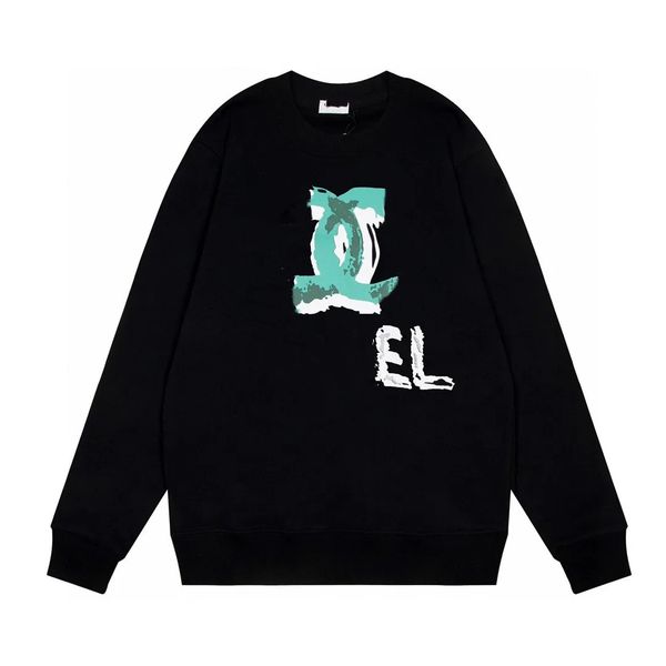 

painted graffiti print round neck sweatshirt, Black