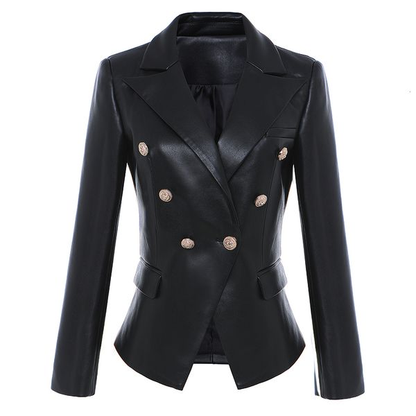 

womens suits blazers high street est baroque fashion designer jacket lion metal buttons faux leather outer coat 230130, White;black