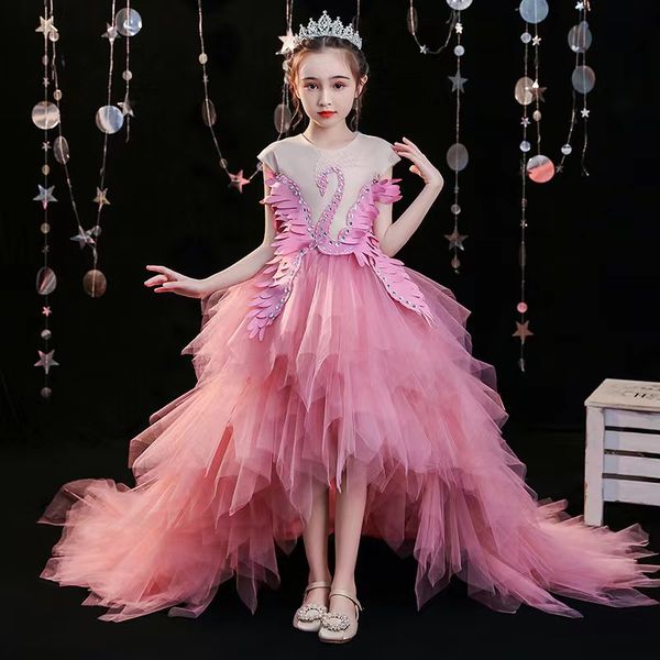 

2023 cute flower girl dresses crystal beaded lace appliqued beaded 3d flower girl pageant gowns back tutu ruffle tiered skirt sweep train bi, White;blue