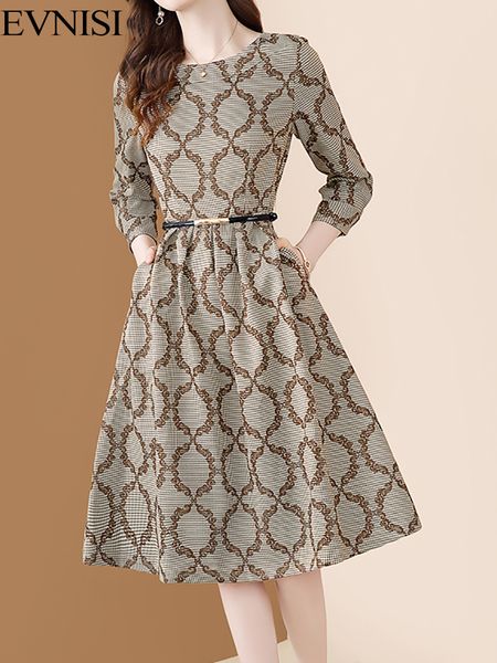 

casual dresses evnisi winter dres autumn elegant long sleeve versatile slim aline snake print office lady vestido 230130, Black;gray