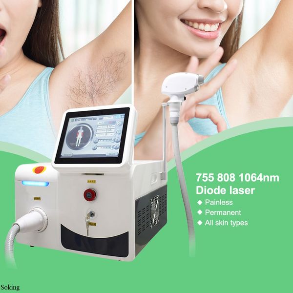 

laser hair removal machine and skin rejuvenation equipment diode lasers 755 808 1064 nm hair remove three wavelength device triple wave leng, Black