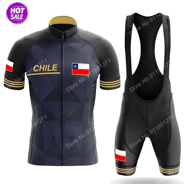 

suit chile team 2021 summer cycling clothing jersey set mens road bike shirts bicycle bib shorts mtb wear ropa ciclismo, Black;red