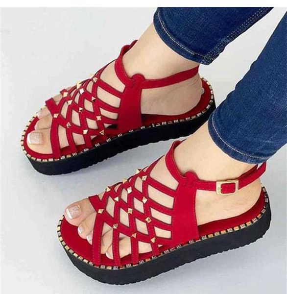 

2022 gladiator flat heels shoes women ankle strap platform sandals casual summer chaussure femme 0130, Black