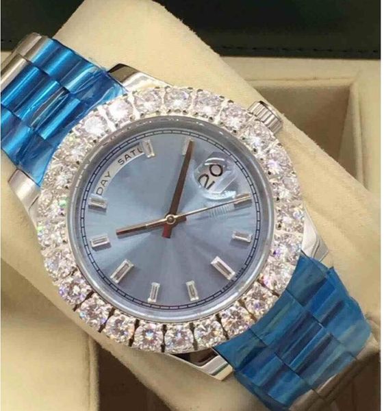 

luxury watch stainless steel bracelet w/ white gold bigger diamond dial & ceramic bezel 41mm mechanical men watches, Slivery;brown