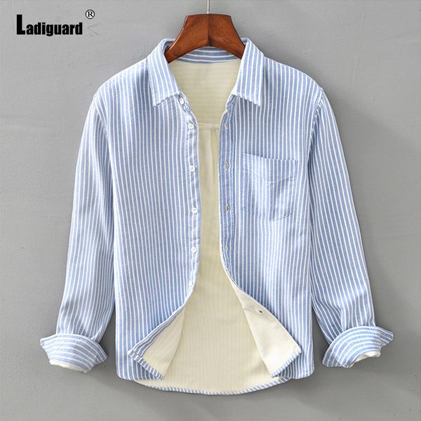 

men's jackets harajuku fashion thick plush shirts men winter keep warm blouse lepal collar model stripes casual slim male outwear 23013, Black;brown