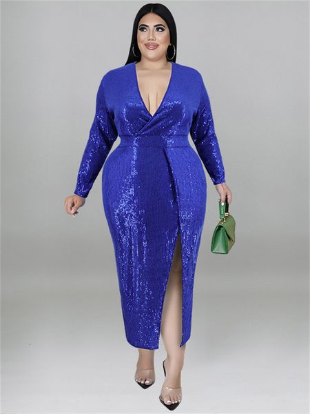 

plus size dresses perl size women clothing sequins party autumn v neck bodycon elegant evening dress special occasion wear 230130, Black