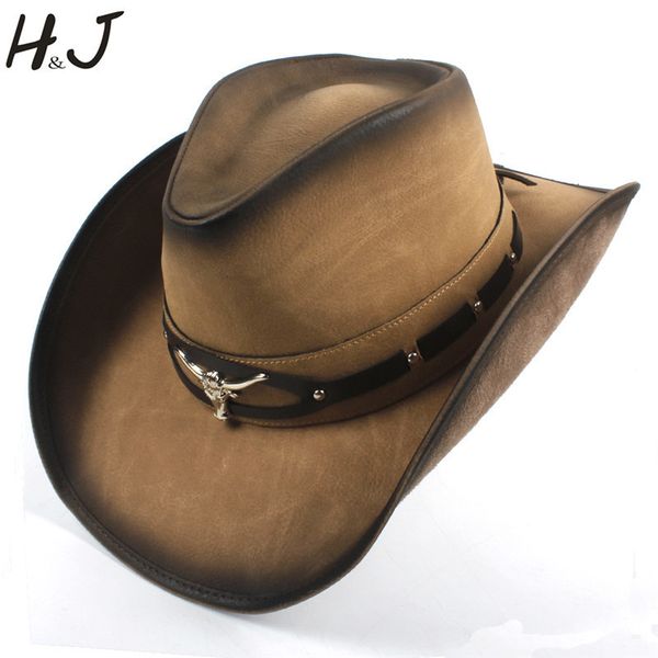 

wide brim hats bucket hats 100% leather black men western cowboy hat for gentleman dad cowboy sombrero hombre caps godfather hats big size x, Blue;gray