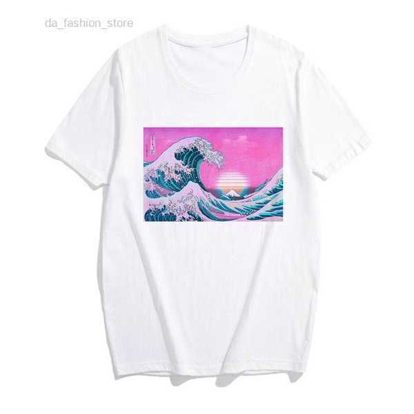 

summer male 3d the great wave off vaporwave color glitch print t shirt men hip hop fashion harajuku retro men's t-shirt dydhgmc223 3 x6, White;black