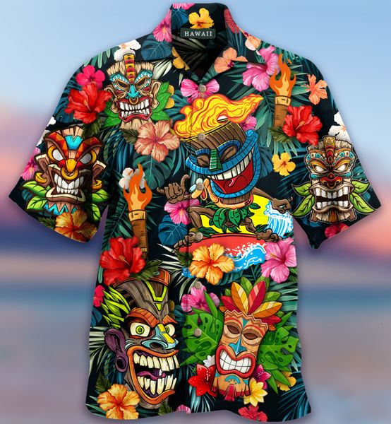 

men's casual shirts loose breathable 3d print trendy cool fashion hawaiian beach party short sleeves summer 230130, White;black