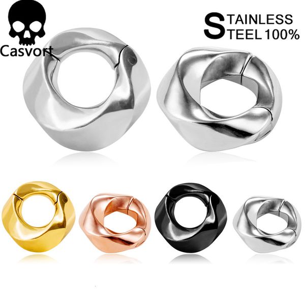 

navel bell button rings casvort 2pcs vortex ear weights hangers stainless steel magnetic ear gauges plugs fashion for women body jewelry pie, Silver