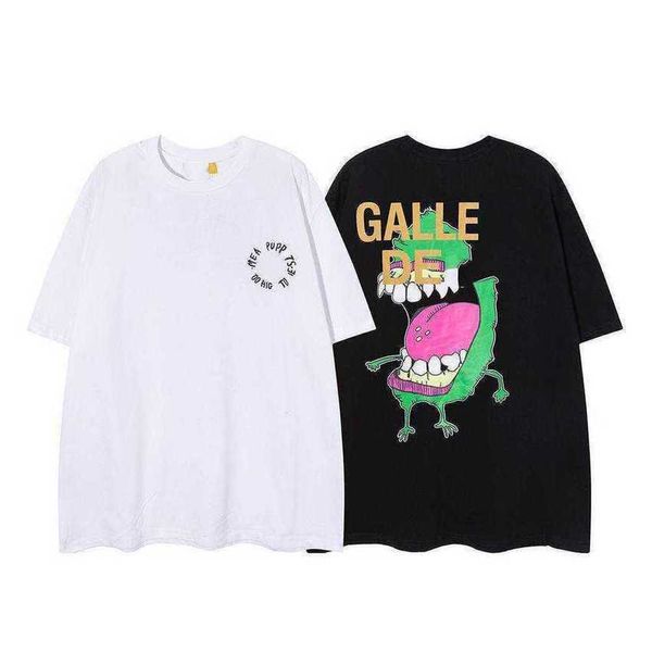 

fashion brand designer t shirt summer galleryes depts ogre cartoon printing loose casual men's and women's shirts, White;black