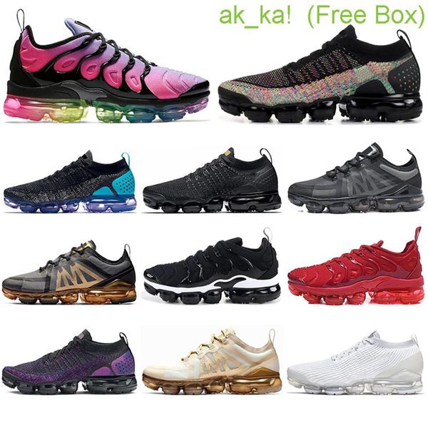 

box - 10days get shoes tn fly knit 2.0 running shoes men women triple black white punch night purple tennis trainer breathabl2727