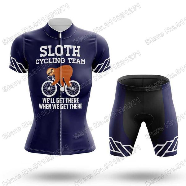 

sloth cycling team - women cycling jersey set 2021 summer clothing road bike shirts bicycle bib shorts mtb wear ropa ciclismo, Black;red