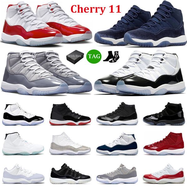 

box with jumpman 11 basketball shoes cherry 11s men women midnight navy cool grey jubilee bred concord 45 gamma blue mens trainers sports sn