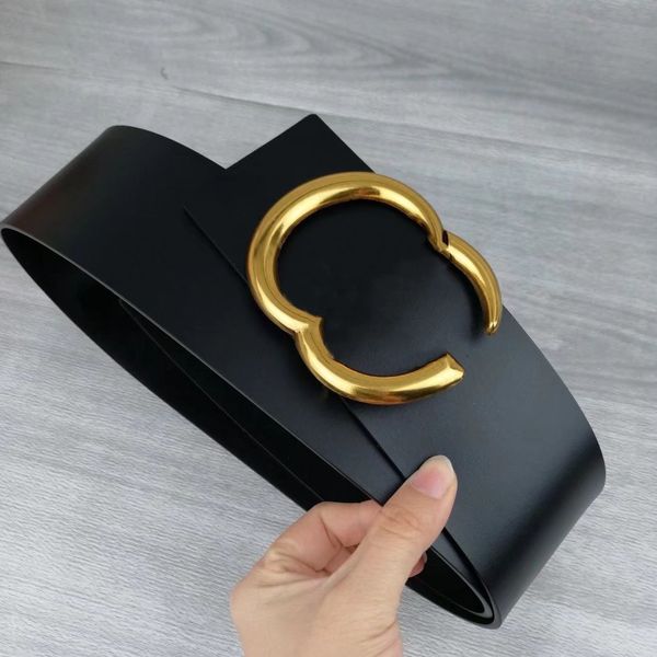 

fashion classic 7cm big belts men's women's fashion classic designer luxury belt casual gold buckle letter smooth buckle, Black;brown