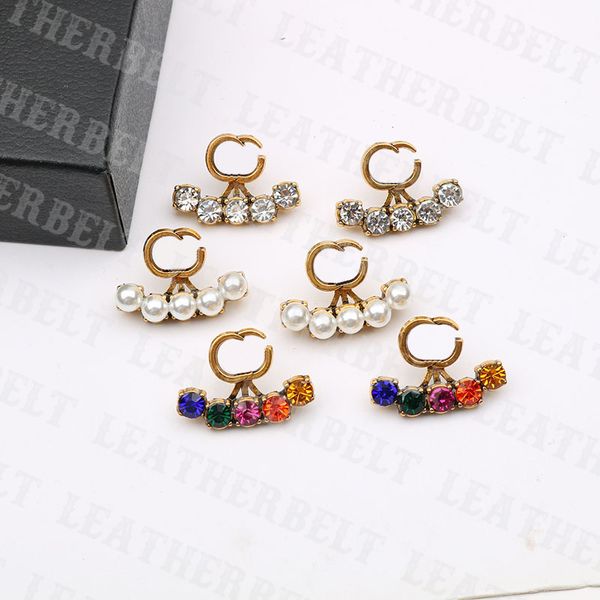 

double letter earring charm chic diamond earrings women luxury ear jewelry christmas gift, Golden
