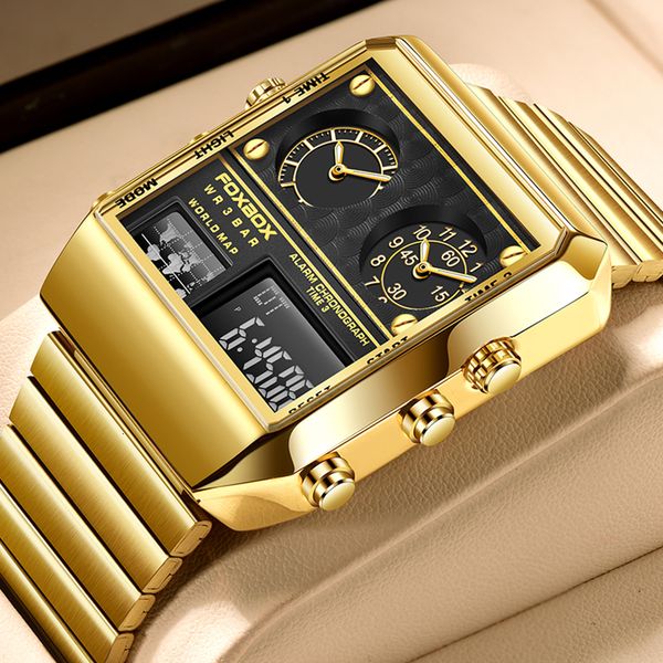 

wristwatches lige creative square watch men brand luxury digital watch fashion dual display watches for men relogio masculino 230130, Slivery;brown