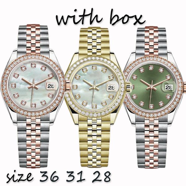 

womens watch luxury designer diamond watch automatic mechanical sliding size 36mm 31mm 28mm stainless steel strap waterproof movement watche, Slivery;golden