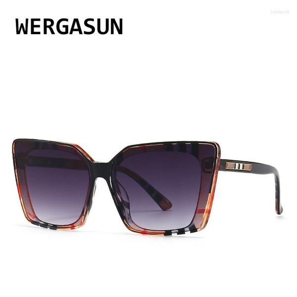 

Sunglasses WERGASUN Large Fashion Square Women Designer Luxury Womens Cat Eye Sun Glasses Vintage UV400 Outdoor