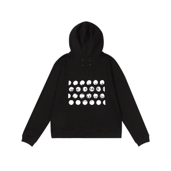 

mm margiela margiela men and women hooded sweatshirt niche hole hollow digital loose casual, Black