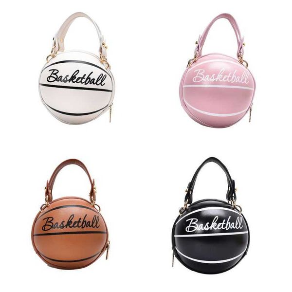 

totes women girl basketball round pu leather handbag chain shoulder messenger crossbody bag satchel tote purse 0129v23
