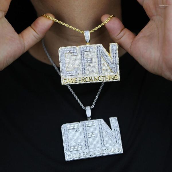 

chains iced out sparking cubic zirconia letter came from not thing pendant personality trendy fashion hip hop 5a cz cfn charm necklace, Silver