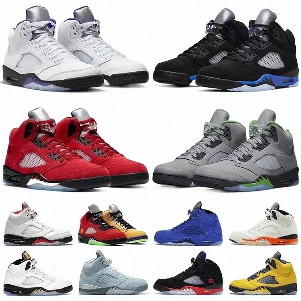 

with box jumpman 5 basketball shoes sports sneakers concord green bean racer blue bluebird moonlight raging red stealth men 2.0 alternate wh