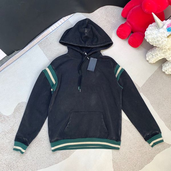 

the latest men's and women's hoodies classic style washed old color perfect embroidered logo fashion personality, Black