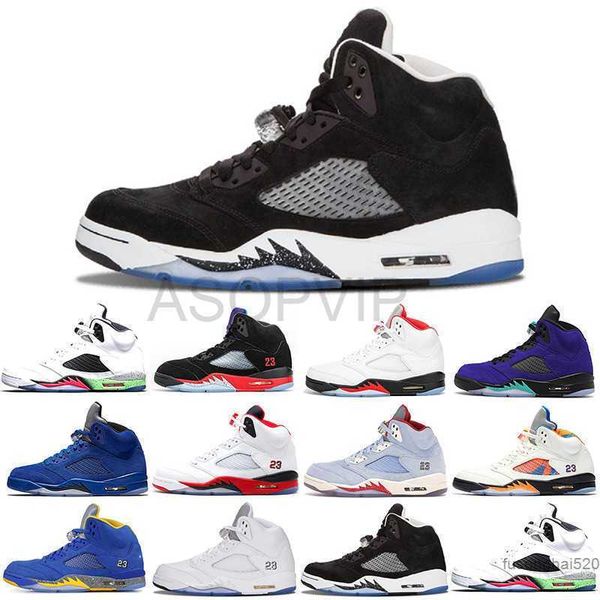 

2022 new classic men basketball shoes 5 5s alternate grape blue suede fire red international flight laney royal metallic silver oreo space, Black