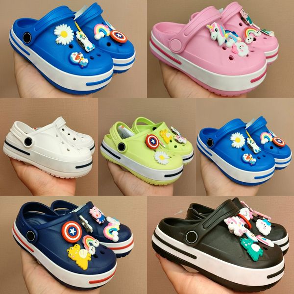 

Kids Sandals Designer Toddlers Hole Slipper Clog Boys Girls Beach Shoes Infants Baby Casual Summer Youth Children Slides with Cute Cartoon Accessories, Blue
