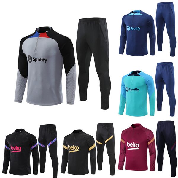 

kids 20 21 22 23 barcelona half zipper jacket football tracksuit training suit men soccer chandal futbol ansu fati memphis chandal jogging s, Black