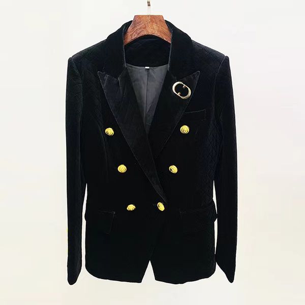 

women suits designer clothes blazers spring new released velour double button plus size a238, White;black