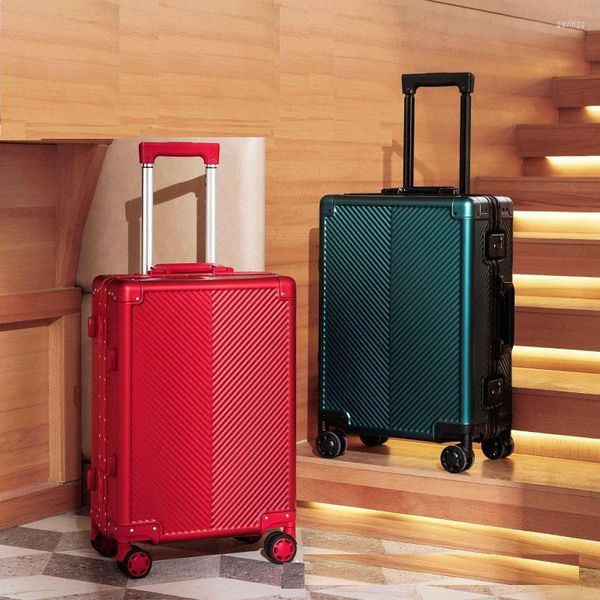 

suitcases 20"24"26inch full aluminiumtravel silent wheeled luxury suitcase men' trolley rolling luggage tsa lock