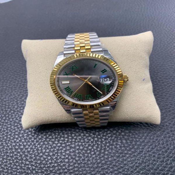 

men's watch automatic mechanical movement size 41mm 904l fine steel sapphire crystal glass waterproof, Slivery;brown