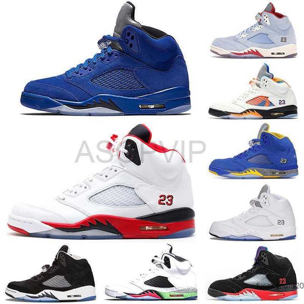 

2022 new men basketball shoes 5 5s alternate grape blue suede fire red international flight laney royal metallic silver oreo space jam r6mp, Black