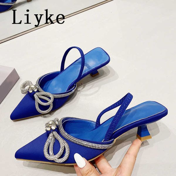 

like fashion pointed toe slip on mules low thin heels slingback sandals 0129, Black