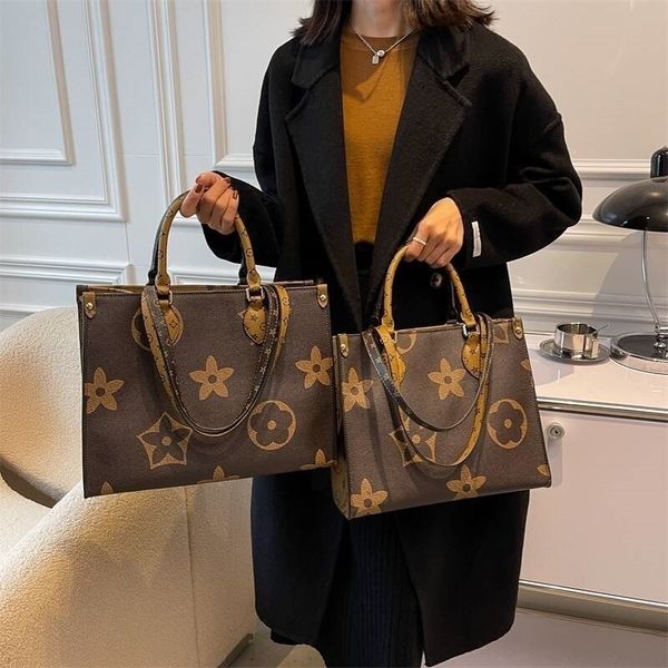 

onthego gm mm high qulity classic designer womens handbags flower ladies composite tote pu leather clutch shoulder bags female purse with wa